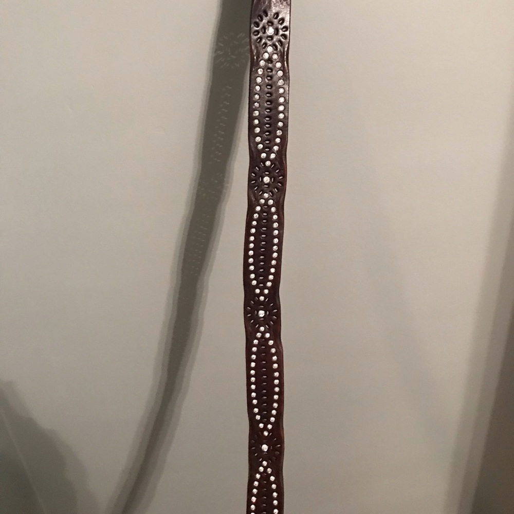 Brown leather bling belt